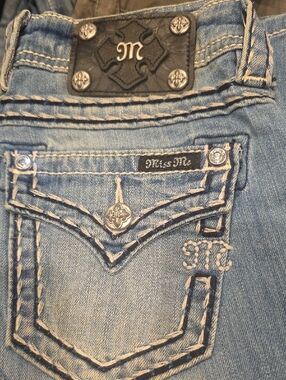 Miss Me Light Blue Boot Cut Jeans with Embroidered Pocket & Studs